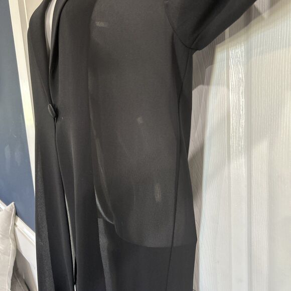 Vintage Night Studio Sheer Black Chiffon Duster Formal Evening Wedding Elegant - Picture 6 of 13